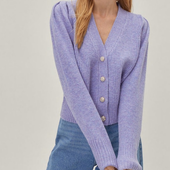 Nasty Gal V Neck Cardigan With Jewels 
